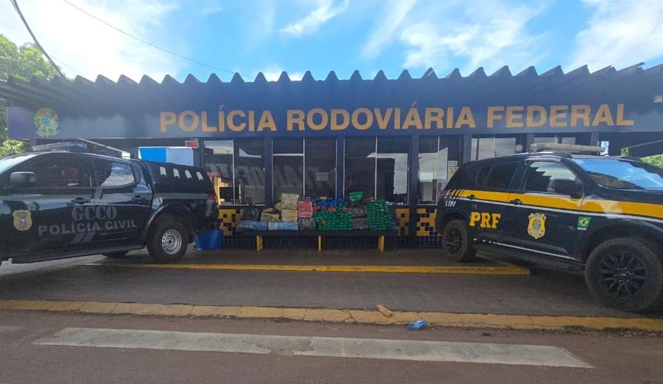 Polícia Civil e PRF apreendem 485 tabletes de maconha que eram transportados na BR-163 em Rondonópolis